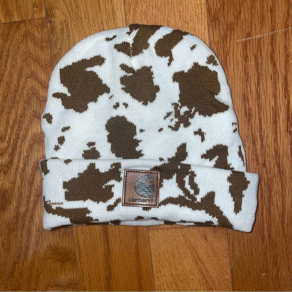 New Carhartt cow print beanie